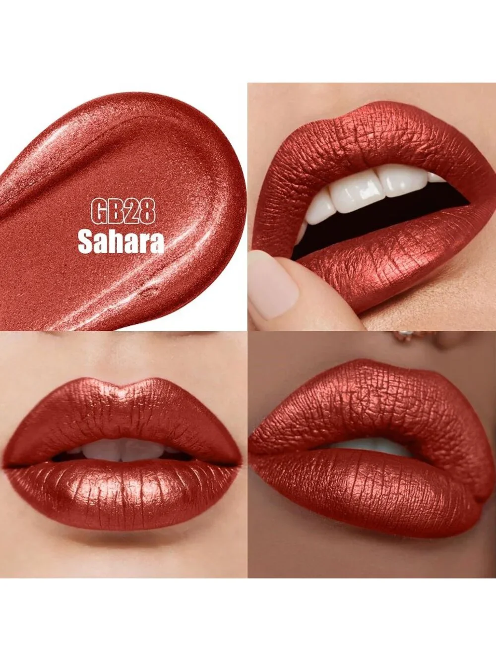 Women's GB28 Sahara Metallic 2-in-1 Glitter Long Lasting Lipstick & Lip Liner